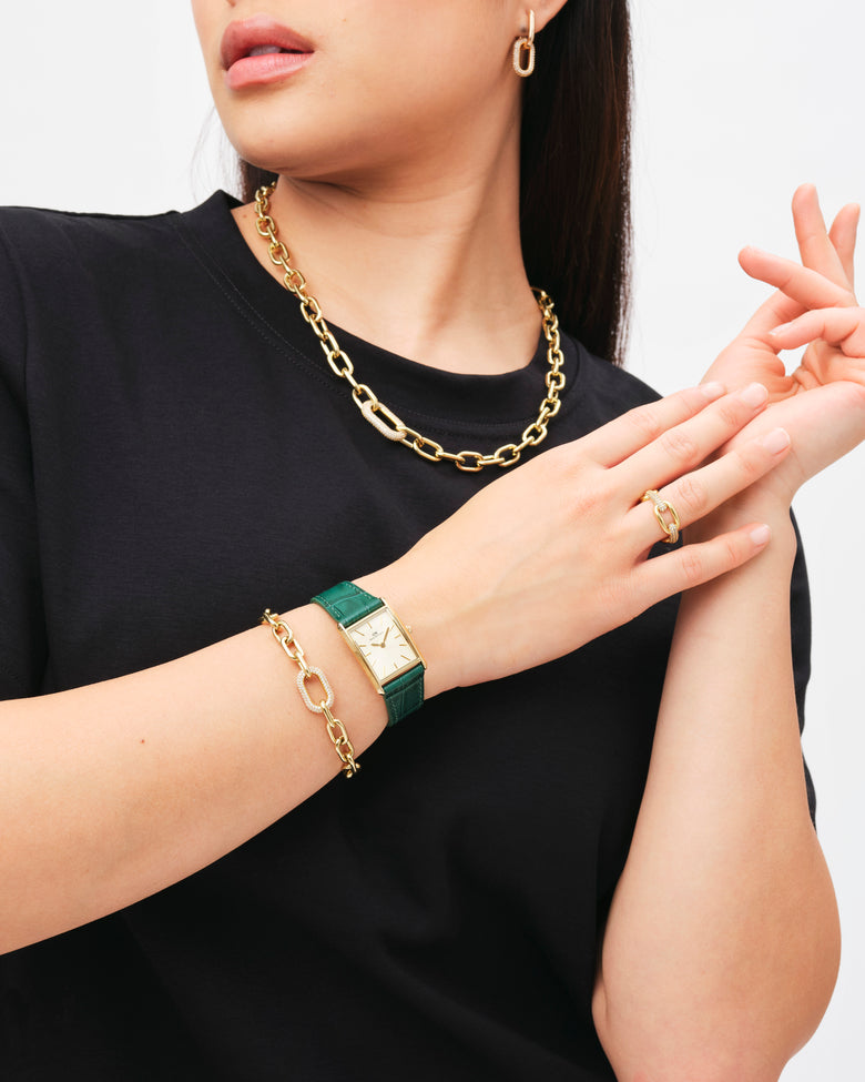 Crystal Link Bracelet Gold