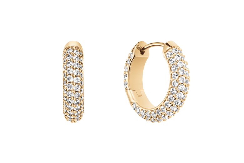 Pavé Crystal Earrings Gold