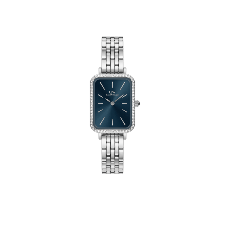 Quadro Lumine Bezel Arctic 環鑽銀色五珠鍊帶手錶
