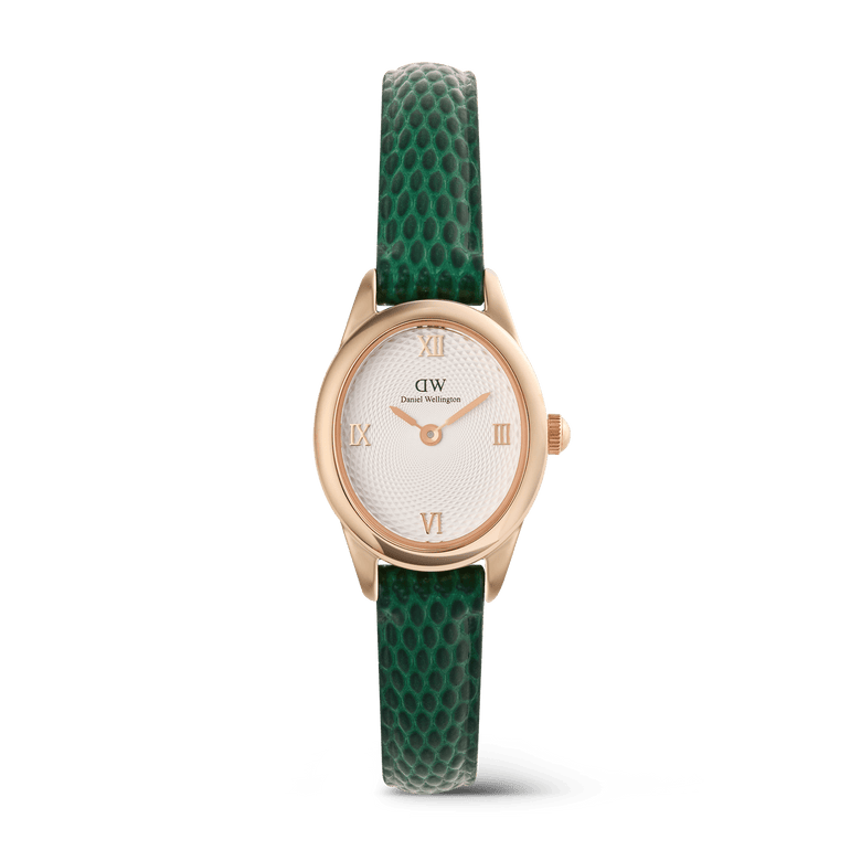 Ophelia Mini Green Lizard White Guilloch矇 Rose Gold