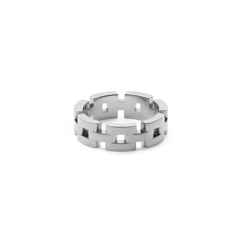 3-Link Inspired 銀色戒指