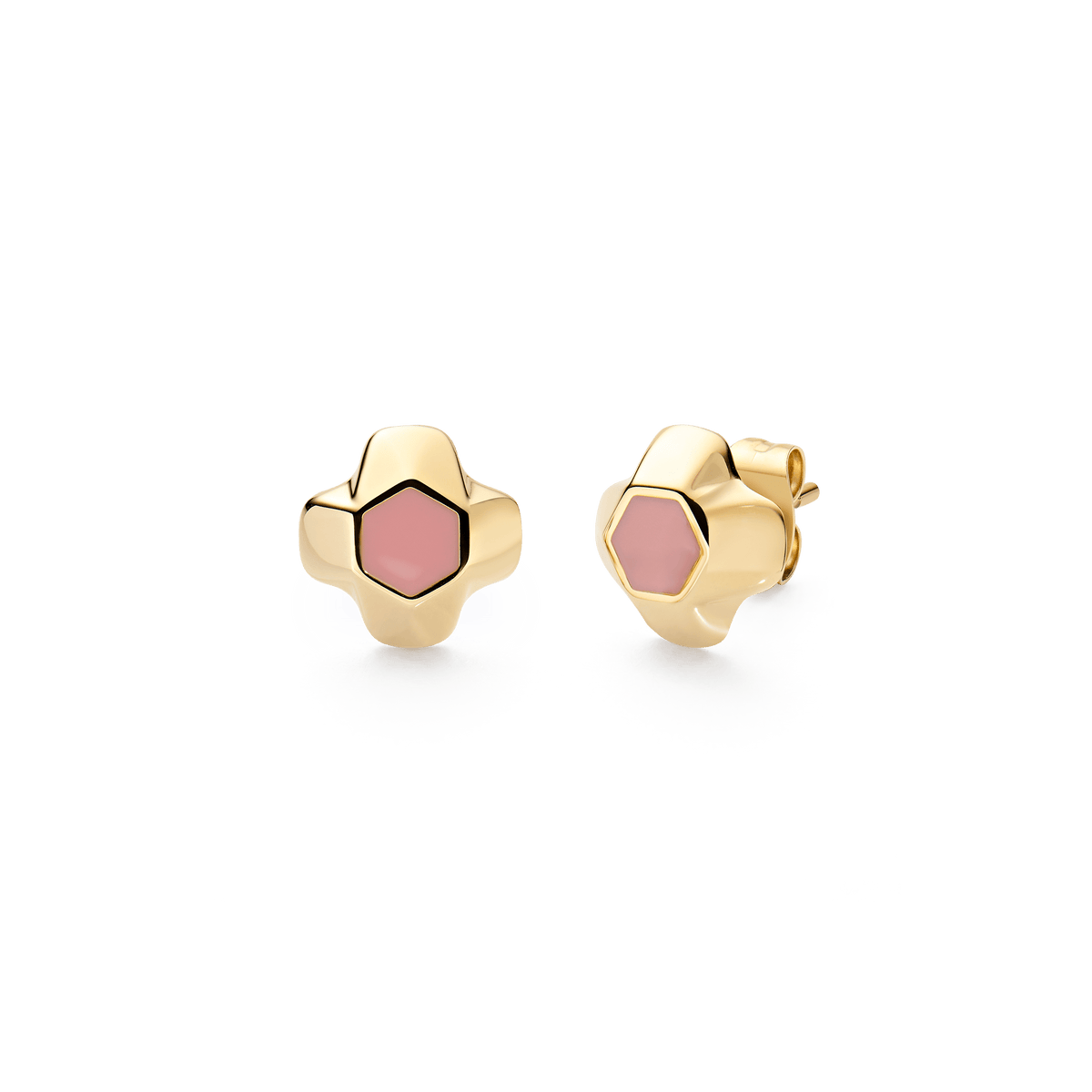 North Star Earrings Small Apricot Enamel Gold
