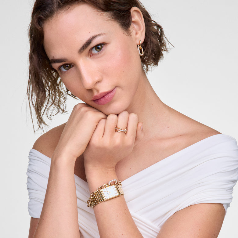 Crystal Link Ring Rose Gold