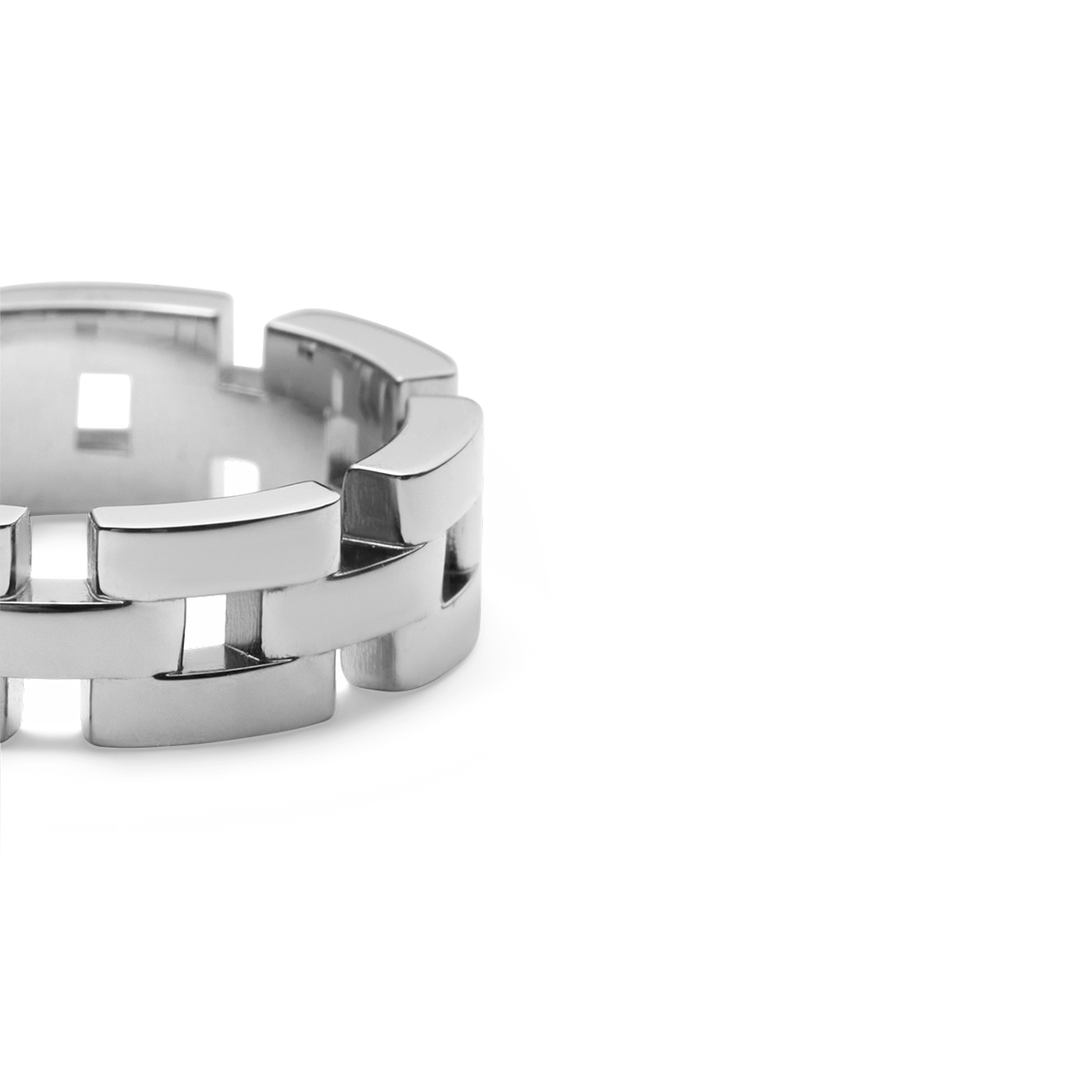 3-Link Inspired 銀色戒指