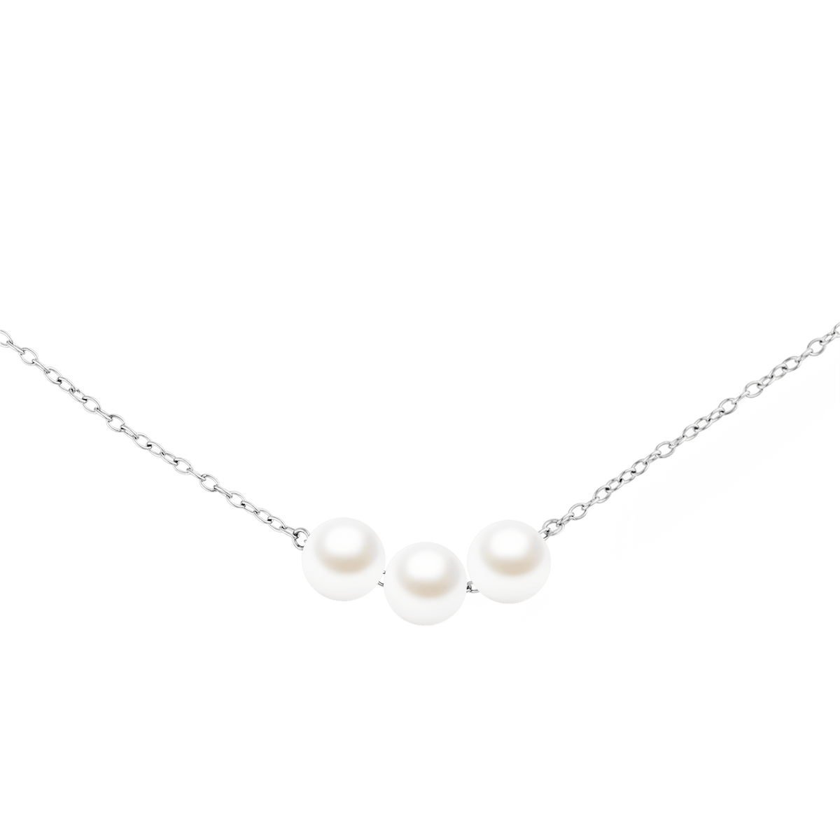 Pearl Trio 施華洛世奇玻璃珍珠銀色項鍊