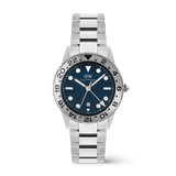 Iconic GMT 銀色拉絲不鏽鋼錶帶手錶