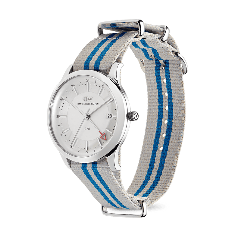 Pathfinder GMT NATO 灰藍尼龍錶帶銀色手錶