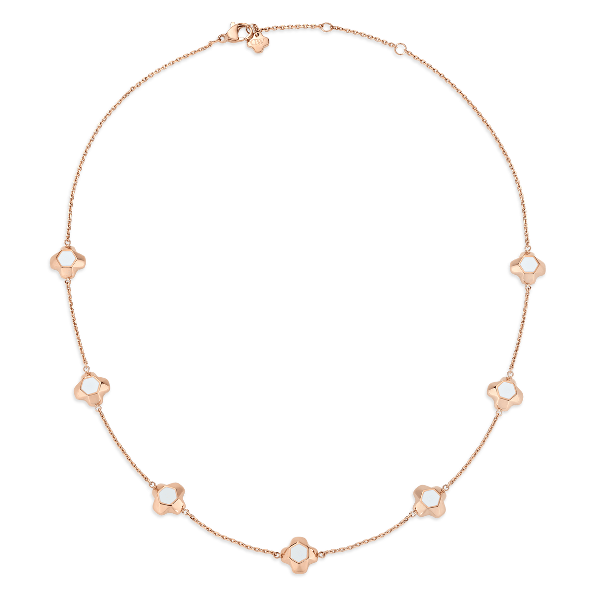 North Star Necklace 7 Small White Enamel Rose Gold