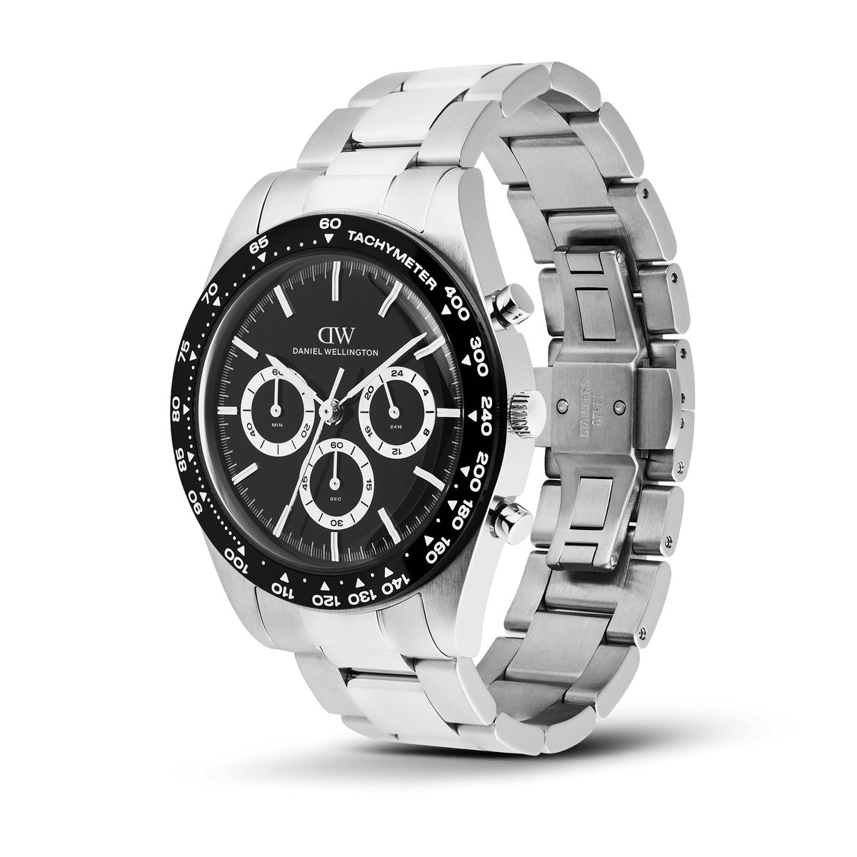Iconic Tachymeter 三珠鍊帶三眼計時黑色手錶