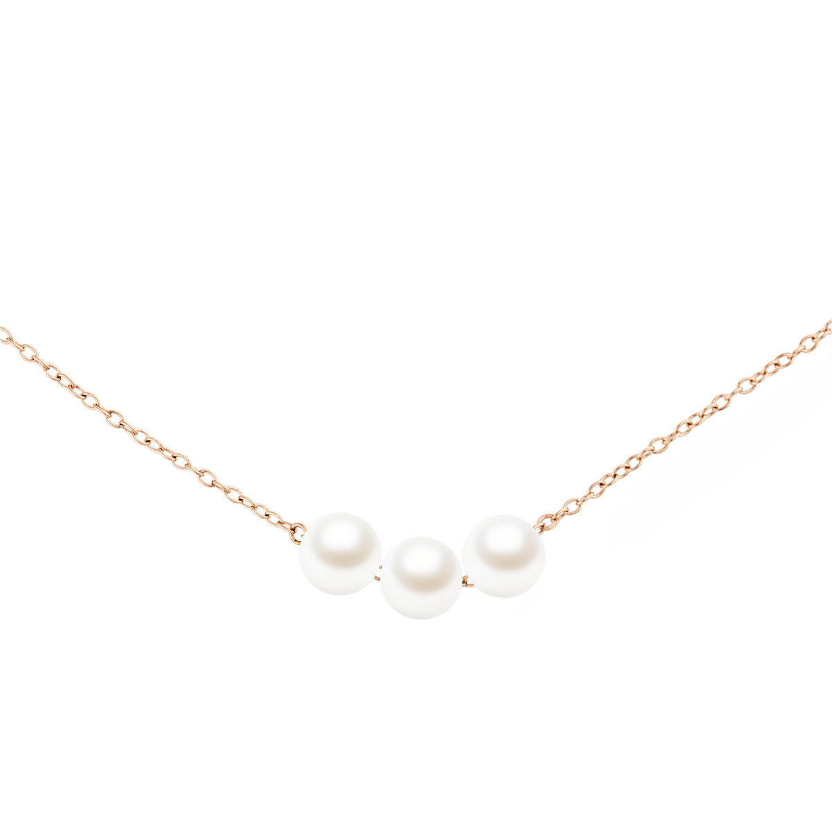 Pearl Trio 施華洛世奇玻璃珍珠玫瑰金項鍊