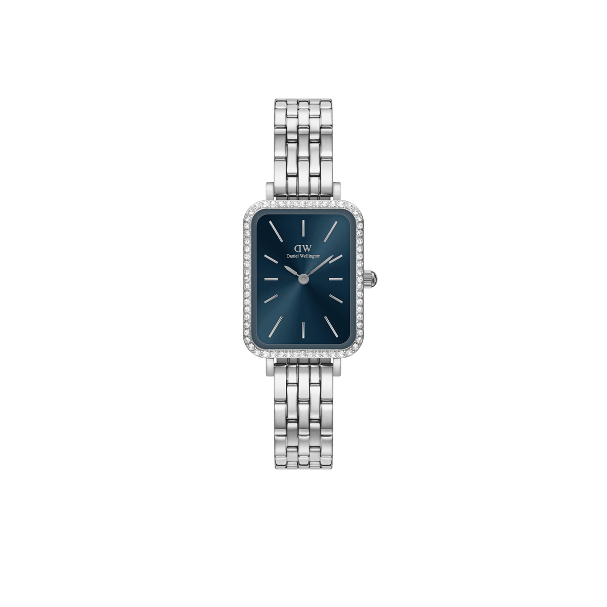 Quadro Lumine Bezel Arctic 環鑽銀色五珠鍊帶手錶