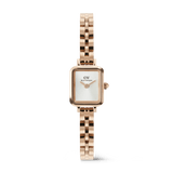 Quadro Mini Arch 白錶盤x玫瑰金三珠鍊式錶帶手錶