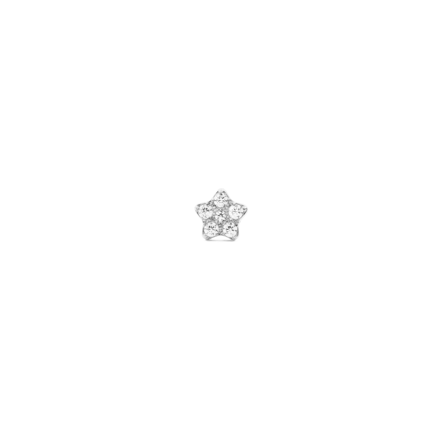 Micro Crystal 花朵星星銀色單耳耳環