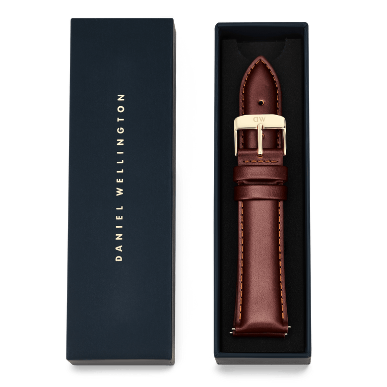 Tapered St Mawes 棕色皮革錶帶 金色