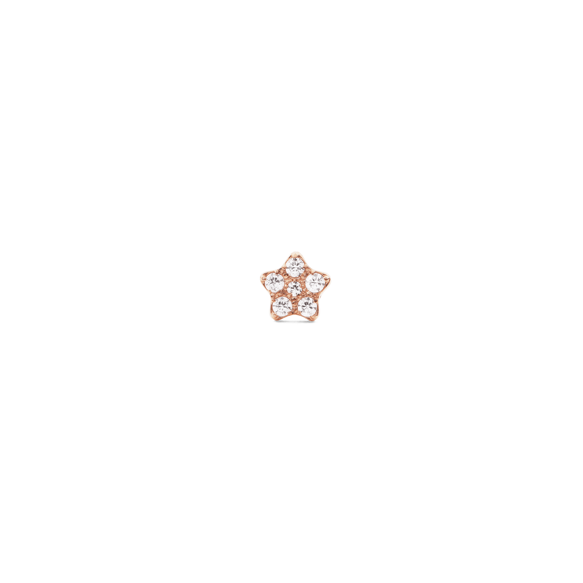 Micro Crystal 花朵星星玫瑰金單耳耳環
