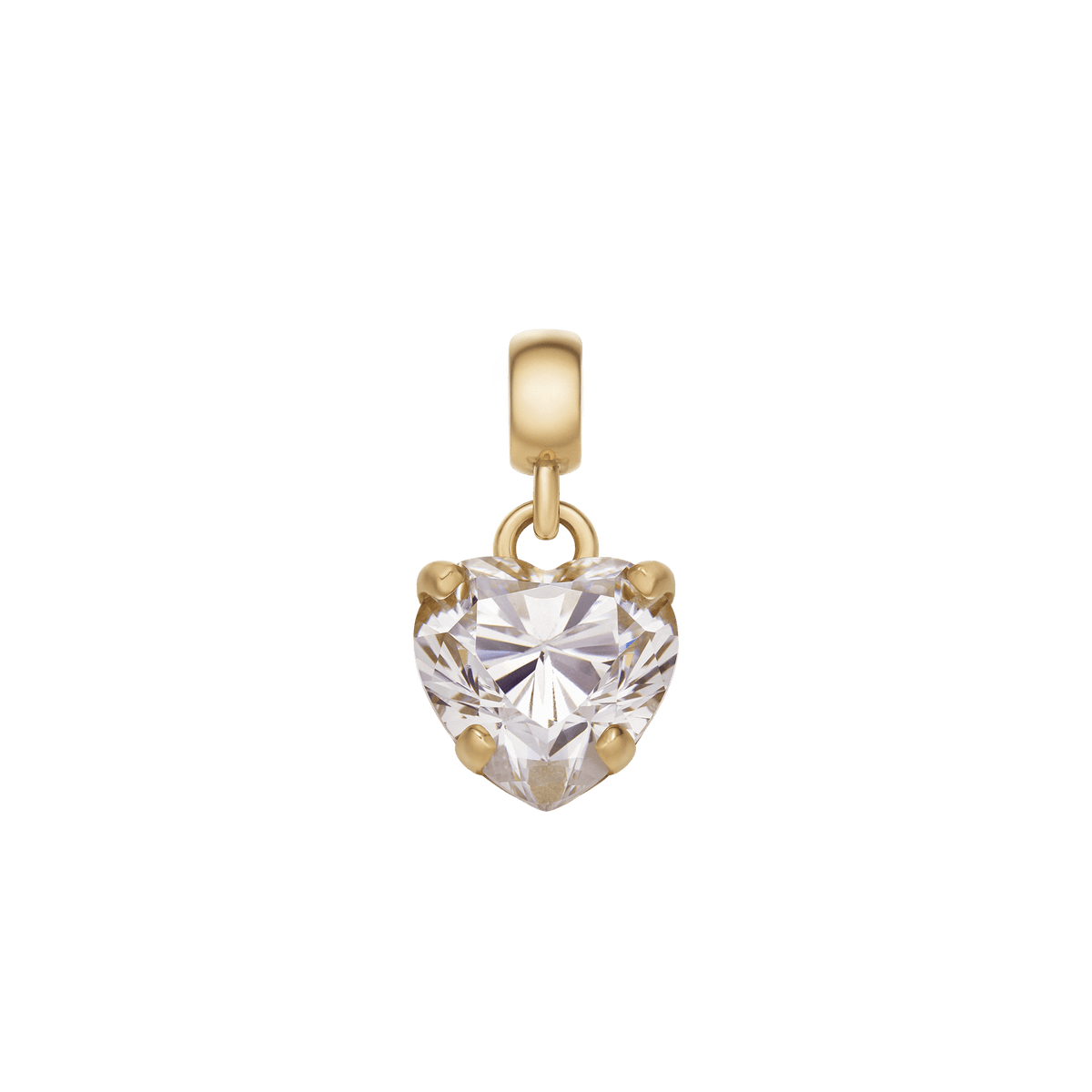 Charms 白鋯石愛心金色吊墜
