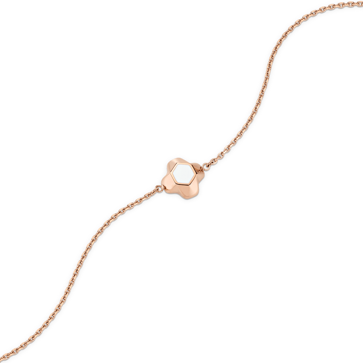 North Star Bracelet 1 Small White Enamel Rose Gold