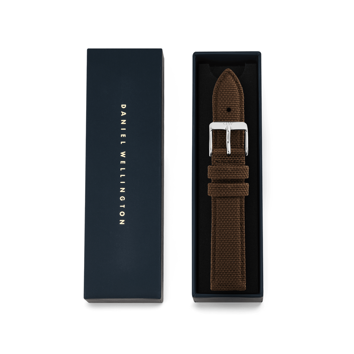 Brown Canvas 咖啡色尼龍織帶銀扣錶帶