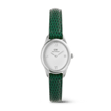 Ophelia Mini Green Lizard White Guilloché Silver