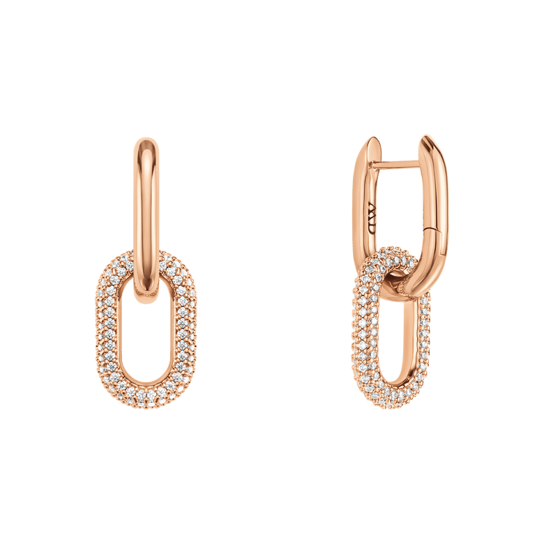 Crystal Link 玫瑰金耳環