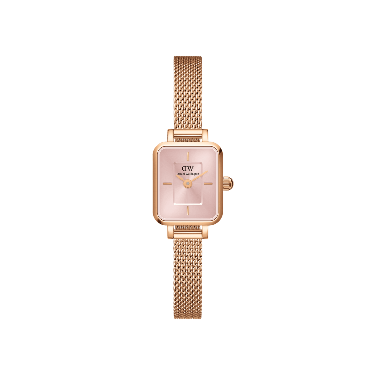 Quadro Mini Melrose 玫瑰金柔粉錶盤米蘭帶手錶