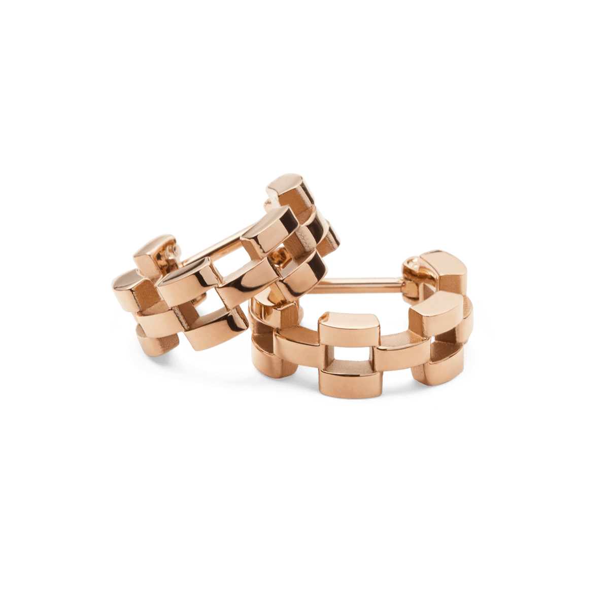 3-Link Inspired 玫瑰金圈式耳環