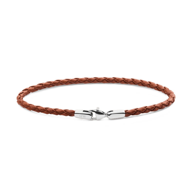 Daniel Braided Leather Bracelet St Mawes 2.8 Silver