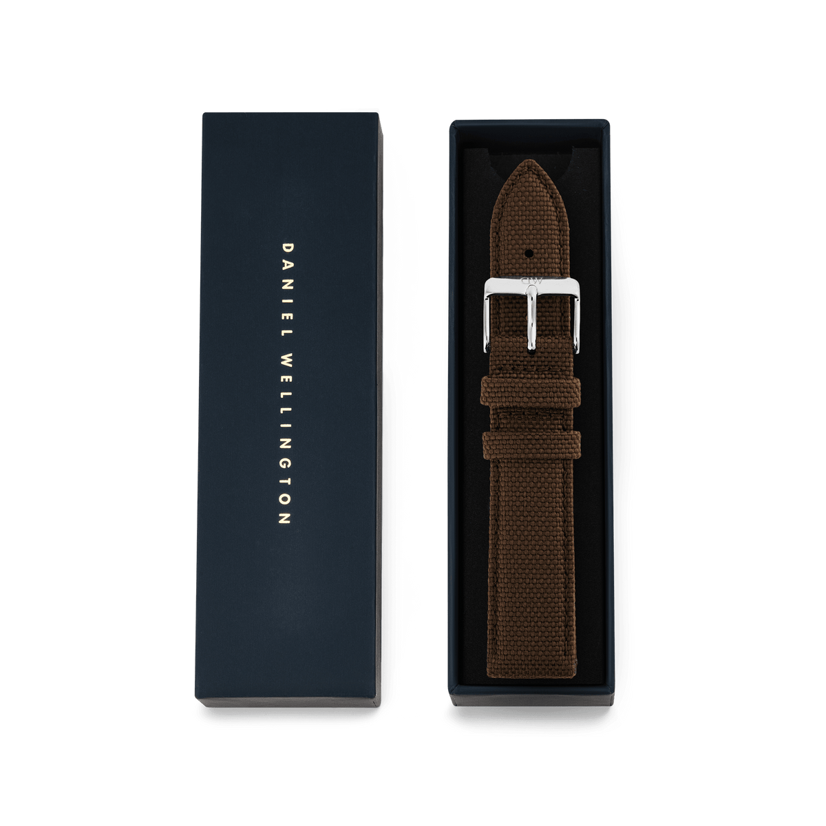 Brown Canvas 咖啡色尼龍織帶銀扣錶帶