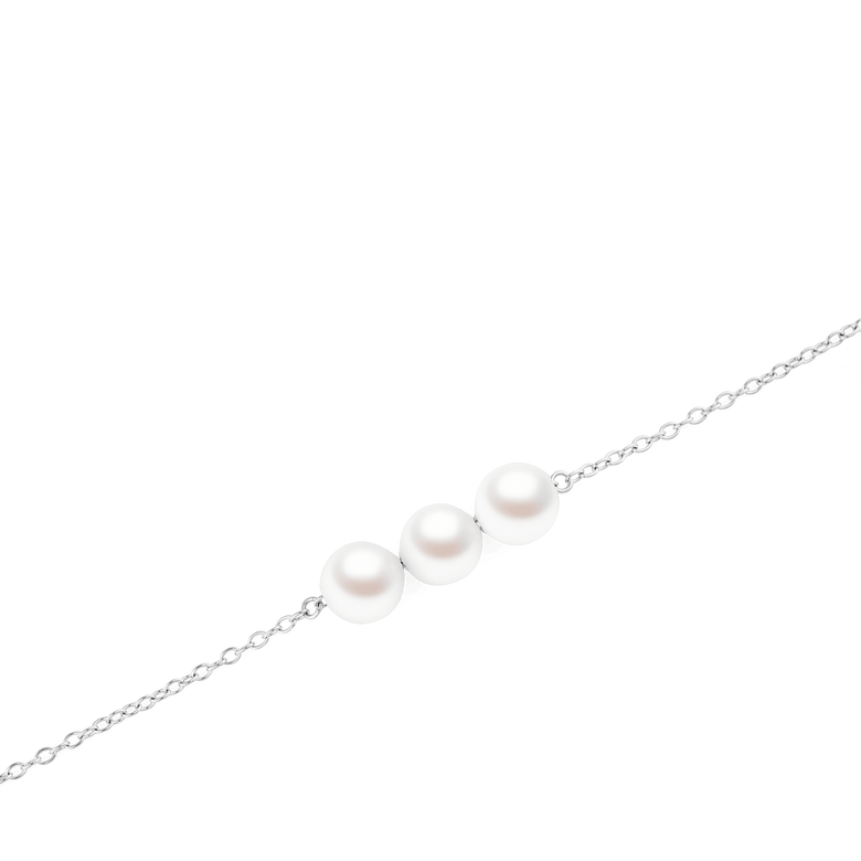 Pearl Trio 施華洛世奇玻璃珍珠銀色手鍊