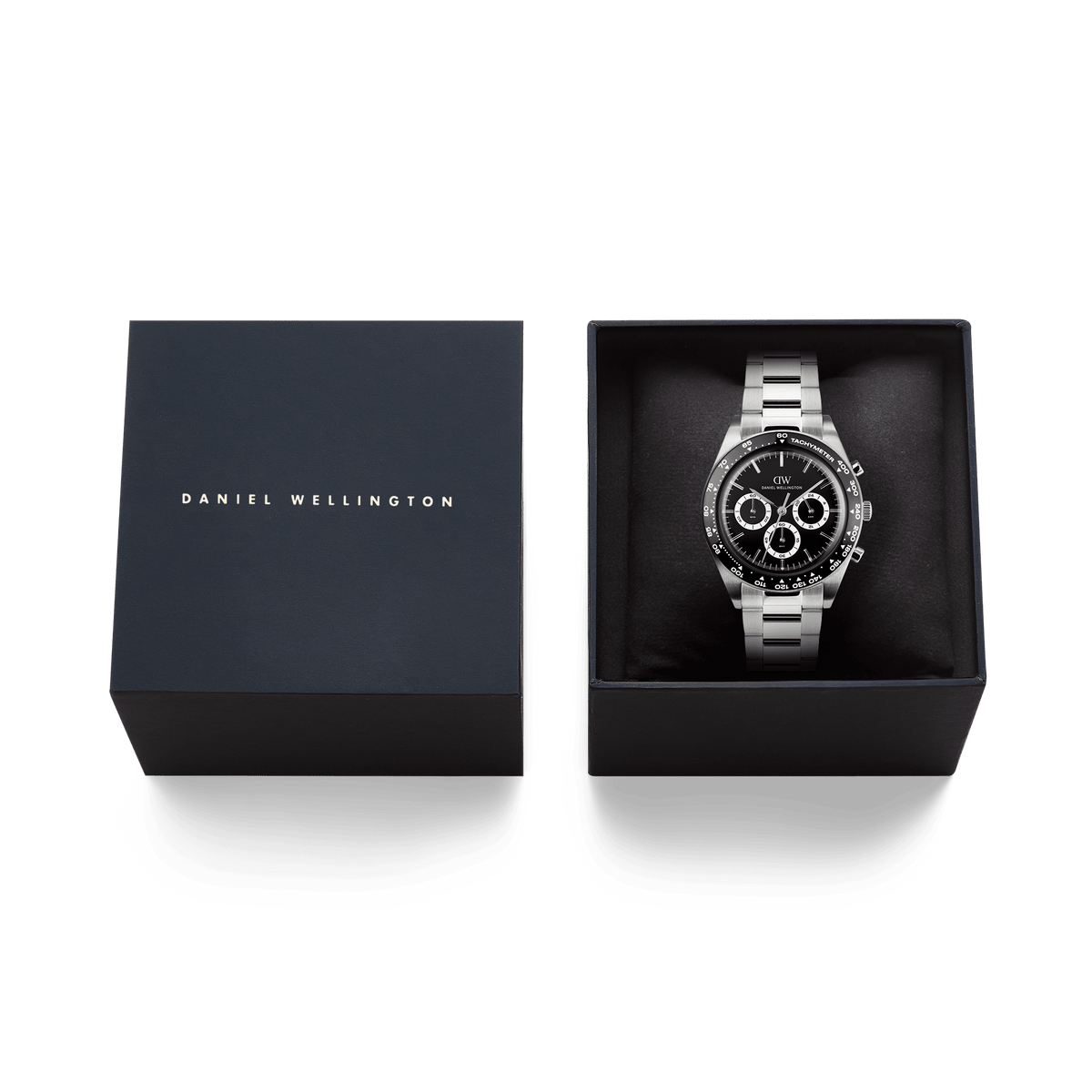 Iconic Tachymeter 三珠鍊帶三眼計時黑色手錶