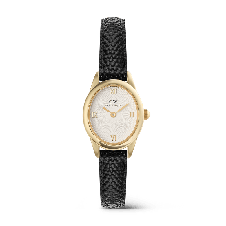 Ophelia Mini Black Lizard White Guilloché Gold
